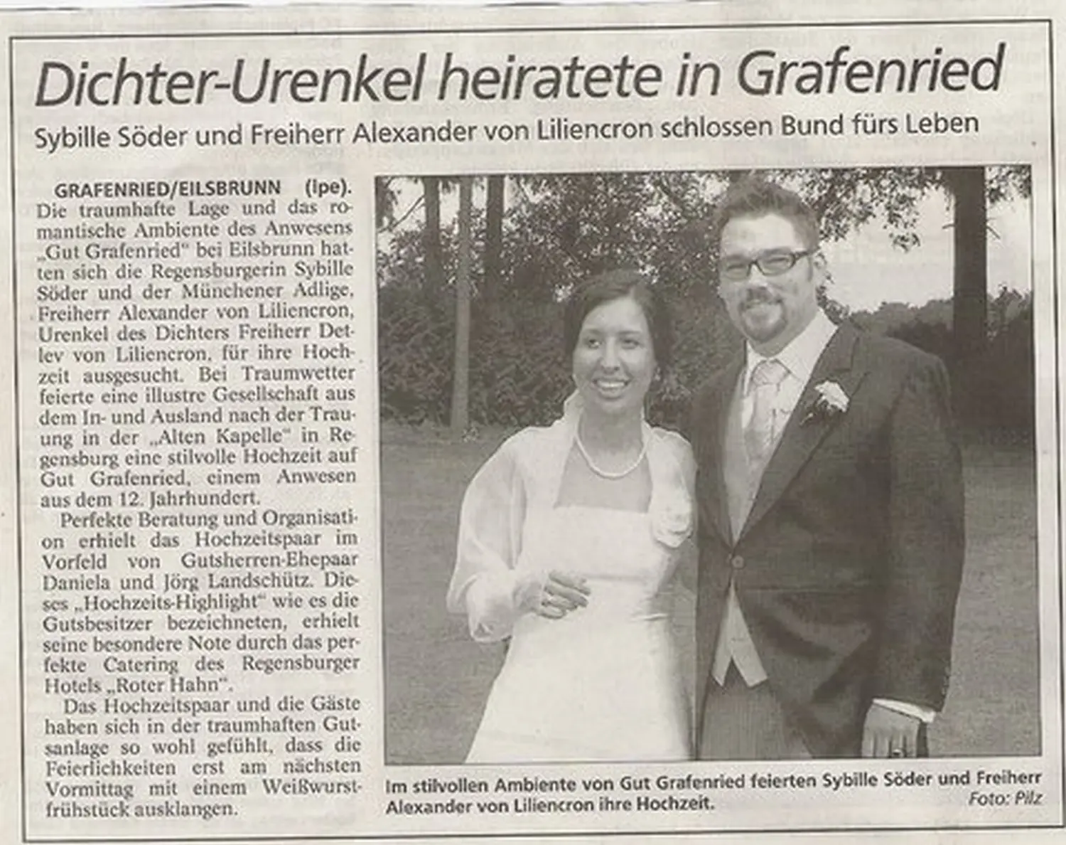 Rittergut Grafenried Standort GmbH in Zeitung